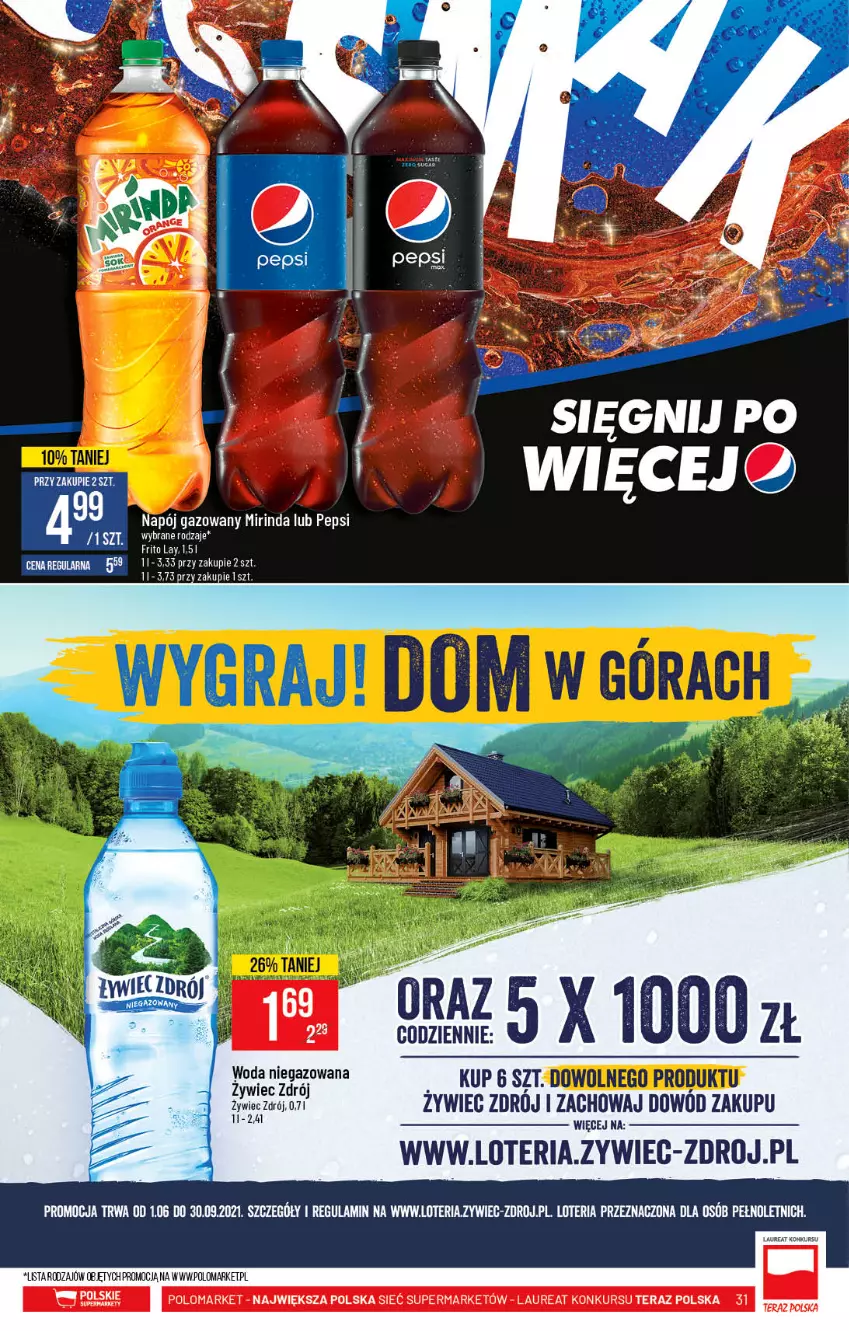 Gazetka promocyjna PoloMarket - Gazetka pomocyjna - ważna 01.09 do 07.09.2021 - strona 31 - produkty: Gra, Laur, Mirinda, Napój, Napój gazowany, Pepsi, Tera, Woda, Woda niegazowana