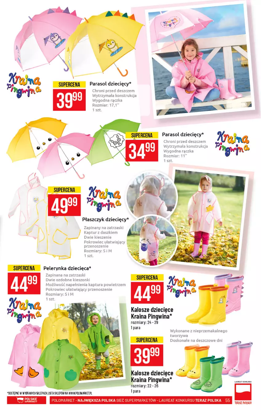 Gazetka promocyjna PoloMarket - Gazetka pomocyjna - ważna 01.09 do 07.09.2021 - strona 55 - produkty: Dzieci, Laur, Parasol, Pingwin, Płaszcz, Pokrowiec, Tera