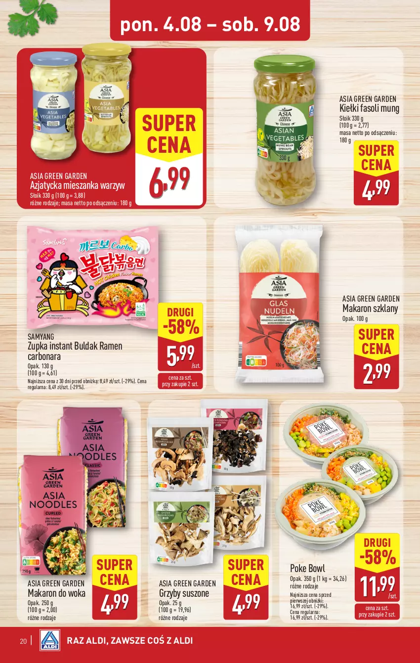 Gazetka promocyjna Aldi - Pełna oferta - ważna 04.08 do 09.08.2025 - strona 20 - produkty: Fa, Fasoli mung, Grzyby, Kiełki, Makaron, Mieszanka warzyw