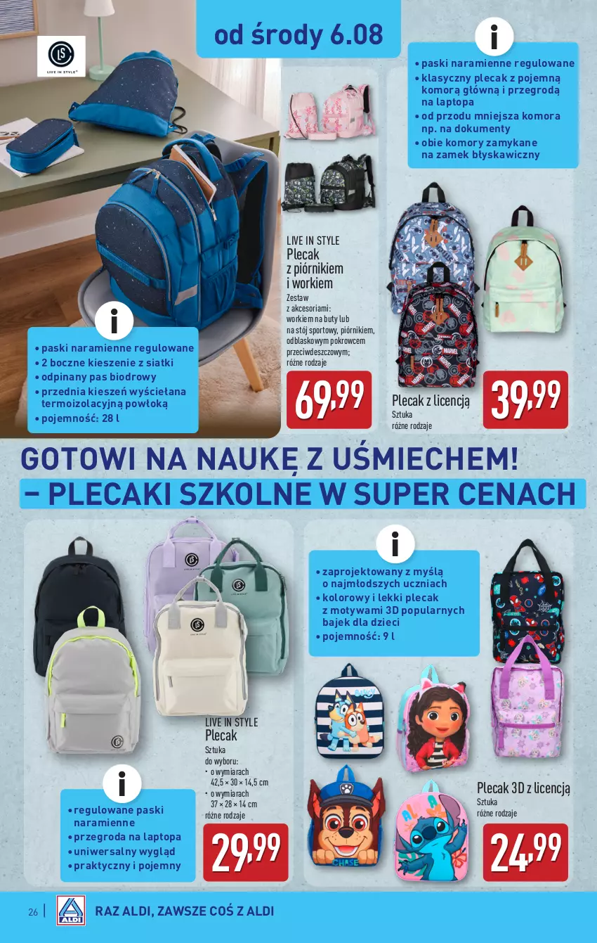 Gazetka promocyjna Aldi - Pełna oferta - ważna 04.08 do 09.08.2025 - strona 26 - produkty: Buty, Dzieci, Piórnik, Plecak, Por, Sport, Top