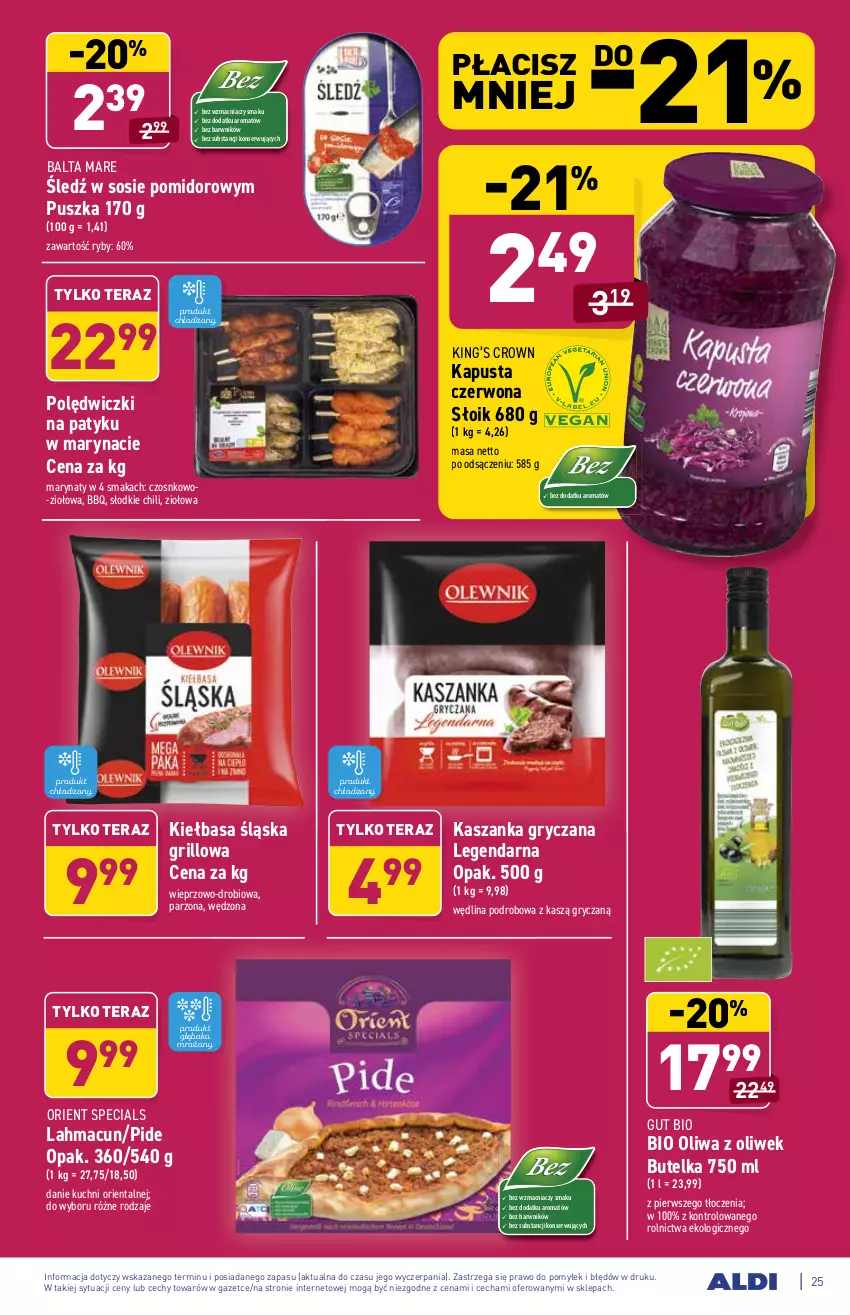 Gazetka promocyjna Aldi - ważna 24.05 do 29.05.2021 - strona 25 - produkty: Balta Mare, Grill, Gry, Kasza, Kaszanka, Kiełbasa, Kiełbasa śląska, King’s Crown, Oliwa z oliwek, Ser, Sos, Tera, Wędlina