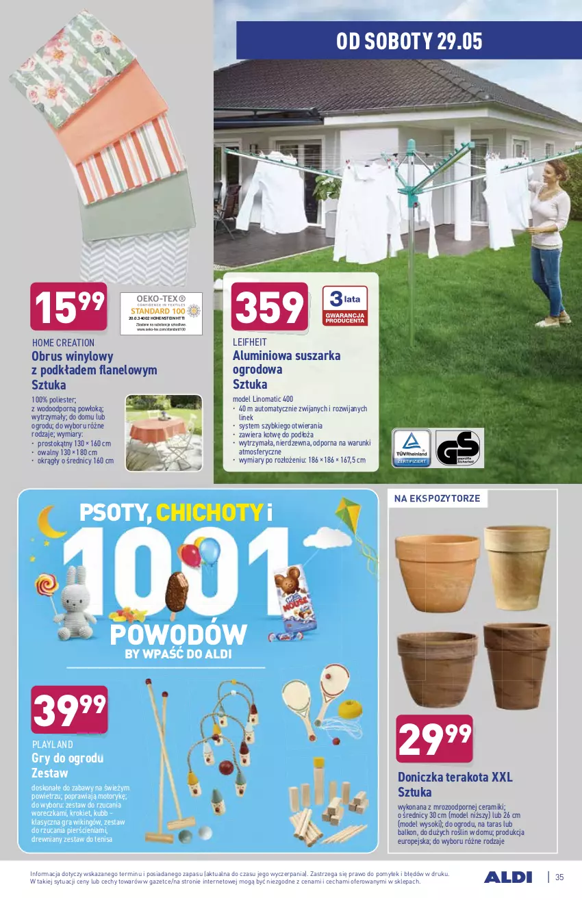 Gazetka promocyjna Aldi - ważna 24.05 do 29.05.2021 - strona 35 - produkty: Gra, Gry, Obrus, Podkład, Por, Sok, Suszarka, Tera