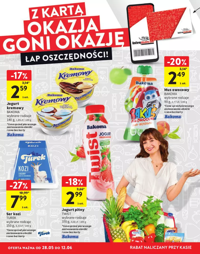 Gazetka promocyjna Intermarche - Gazetka Intermarche - ważna 28.05 do 12.06.2024 - strona 4 - produkty: Bakoma, Jogurt, Jogurt pitny, Mus, Ser, Ser kozi