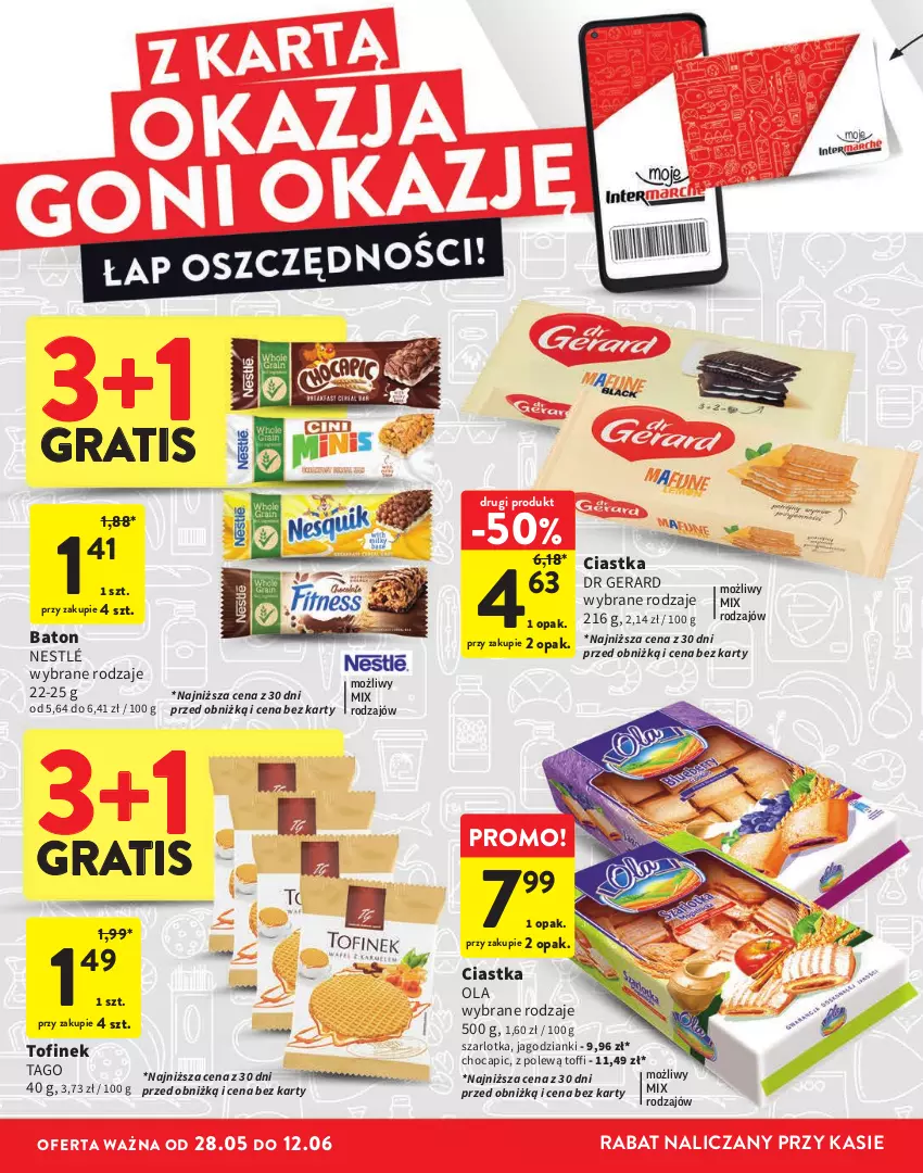 Gazetka promocyjna Intermarche - Gazetka Intermarche - ważna 28.05 do 12.06.2024 - strona 6 - produkty: Baton, Ciastka, Dr Gerard, Gra, Nestlé, Szarlotka, Tago