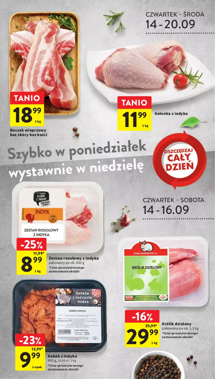 Gazetka promocyjna Intermarche - Gazetka Intermarche - ważna 14.09 do 20.09.2023 - strona 17 - produkty: Boczek, Boczek wieprzowy, Golonka z indyka, Kebab, Królik