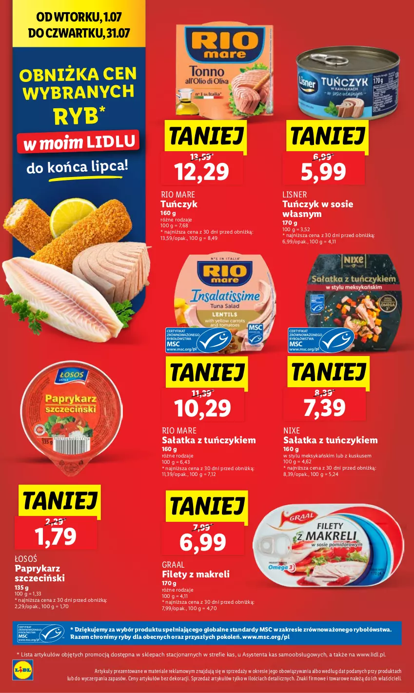 Gazetka promocyjna Lidl - GAZETKA - ważna 03.07 do 05.07.2025 - strona 26 - produkty: Gra, Graal, Kuskus, Lisner, Papryka, Paprykarz, Paprykarz szczeciński, Rio Mare, Sałat, Sałatka, Sos, Tuńczyk