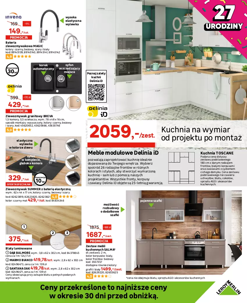 Gazetka promocyjna Leroy Merlin - Gazetka Leroy Merlin - ważna 10.05 do 30.05.2023 - strona 15 - produkty: Bateria, Beckers, Emulsja, Fa, Farba lateksowa, Gra, Korpusy, Kuchnia, Luxens, Magnat Ceramic, Meble, Ociekacz, Papier, Por, Sok, Syfon, Szal, Zestaw mebli kuchennych, Zlew, Zlewozmywak