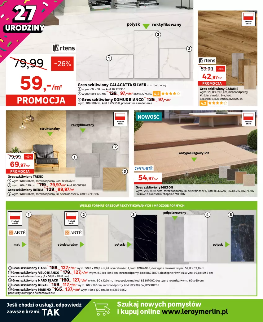 Gazetka promocyjna Leroy Merlin - Gazetka Leroy Merlin - ważna 10.05 do 30.05.2023 - strona 18 - produkty: Glazura, Gres, Gres szkliwiony, Lack, Lazur, Mus, Obraz, Por, Top