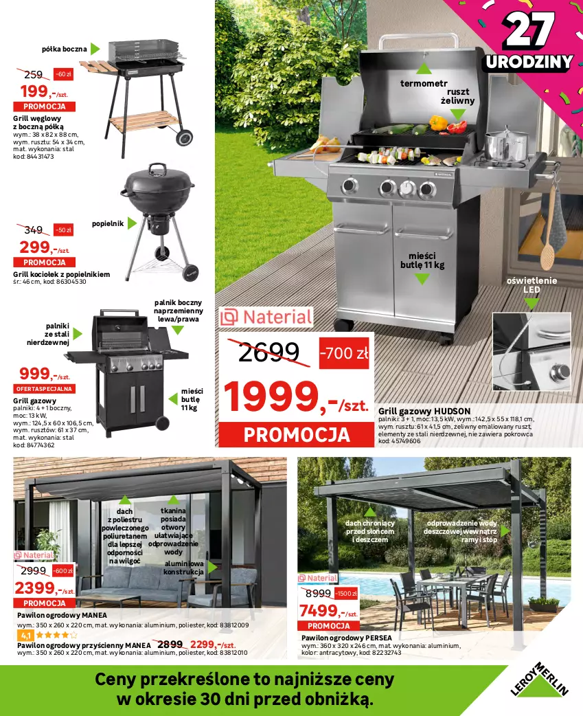 Gazetka promocyjna Leroy Merlin - Gazetka Leroy Merlin - ważna 10.05 do 30.05.2023 - strona 3 - produkty: Fa, Fotel, Grill, Grill gazowy, Huśtawka, Koc, LG, Poduszka, Półka, Por, Puf, Ser, Sofa, Sofa narożna, Stół, Stolik, Termometr