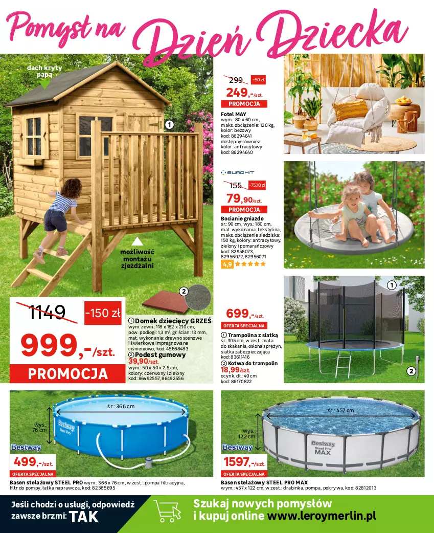 Gazetka promocyjna Leroy Merlin - Gazetka Leroy Merlin - ważna 10.05 do 30.05.2023 - strona 6 - produkty: Cynk, Dzieci, Fotel, Huśtawka, Inka, Lakier, Lazur, Luxens, Olej, Piec, Pokrywa, Siatka, Siedzisko, Sos