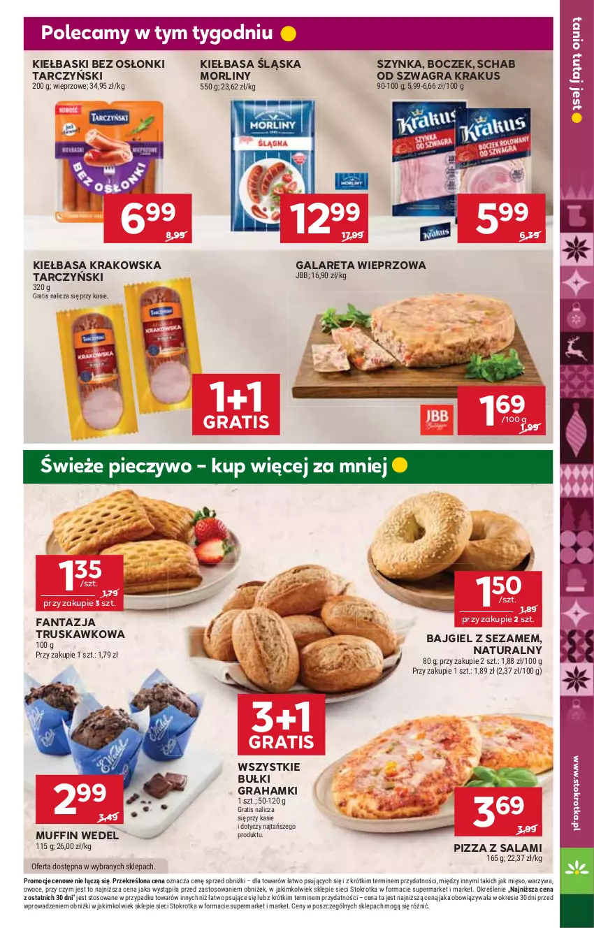 Gazetka promocyjna Stokrotka - Supermarket - ważna 13.11 do 19.11.2025 - strona 11 - produkty: Boczek, Fa, Fanta, Gala, Gra, Kiełbasa, Kiełbasa krakowska, Kiełbasa śląska, Krakus, Mięso, Morliny, Owoce, Piec, Pieczywo, Pizza, Salami, Sezam, Szynka, Tarczyński, Warzywa