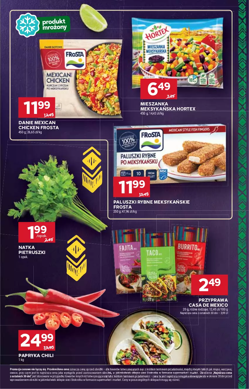 Gazetka promocyjna Stokrotka - Supermarket - ważna 13.11 do 19.11.2025 - strona 21 - produkty: Frosta, Hortex, Mięso, Mieszanka meksykańska, Natka pietruszki, Owoce, Paluszki rybne, Papryka, Warzywa