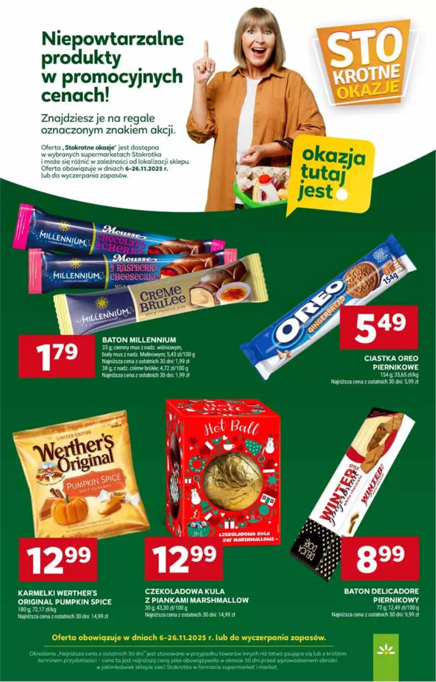 Gazetka promocyjna Stokrotka - Supermarket - ważna 13.11 do 19.11.2025 - strona 26 - produkty: Baton, Ciastka, Gin, Mars, Oreo, Piernik