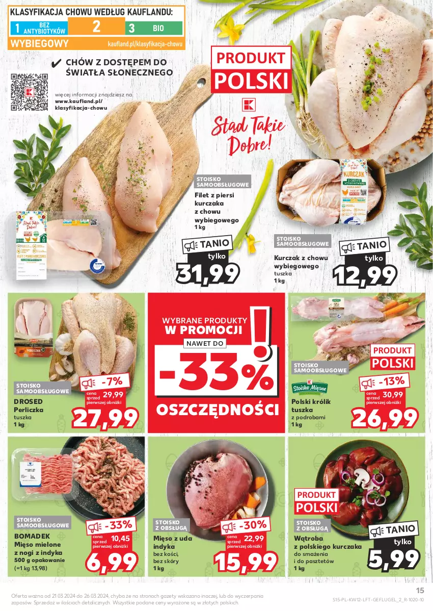 Gazetka promocyjna Kaufland - Gazetka tygodnia - ważna 21.03 do 26.03.2024 - strona 15 - produkty: Filet z piersi kurczaka, Królik, Kurczak, Mięso, Mięso mielone, Pasztet, Perliczka, Tusz