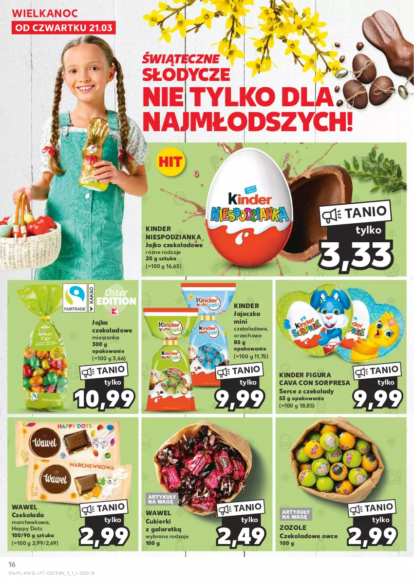 Gazetka promocyjna Kaufland - Gazetka tygodnia - ważna 21.03 do 26.03.2024 - strona 16 - produkty: Cukier, Cukierki, Czekolada, Gala, Kinder, Ser, Wawel