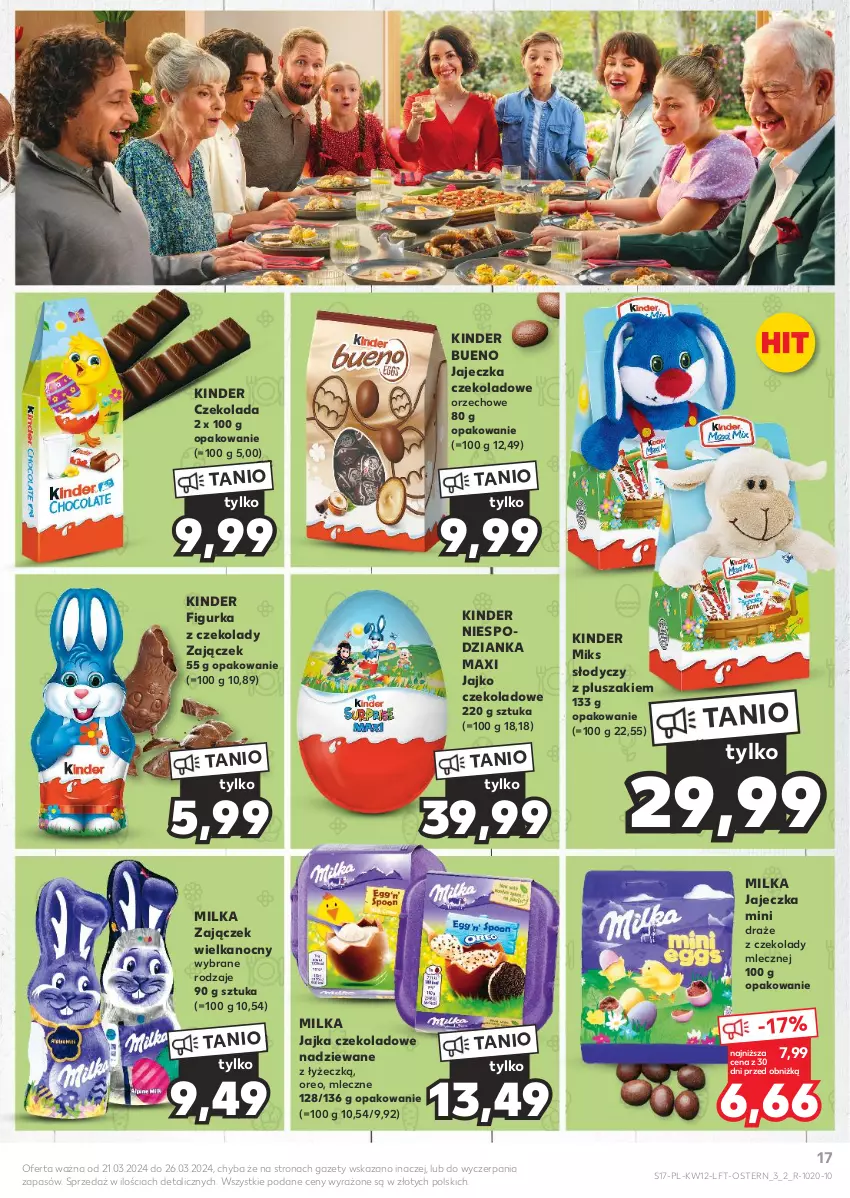 Gazetka promocyjna Kaufland - Gazetka tygodnia - ważna 21.03 do 26.03.2024 - strona 17 - produkty: Czekolada, Figurka z czekolady, Kinder, Kinder Bueno, Milka, Oreo, Pluszak