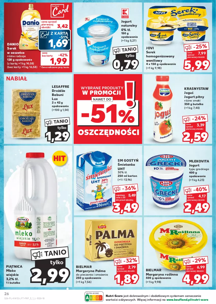 Gazetka promocyjna Kaufland - Gazetka tygodnia - ważna 21.03 do 26.03.2024 - strona 26 - produkty: Babuni, Danio, Drożdże, Jogurt, Jogurt naturalny, Jogurt pitny, Margaryna, Mleko, Mlekovita, Palma, Piątnica, Piec, Ser, Serek, Serek homogenizowany