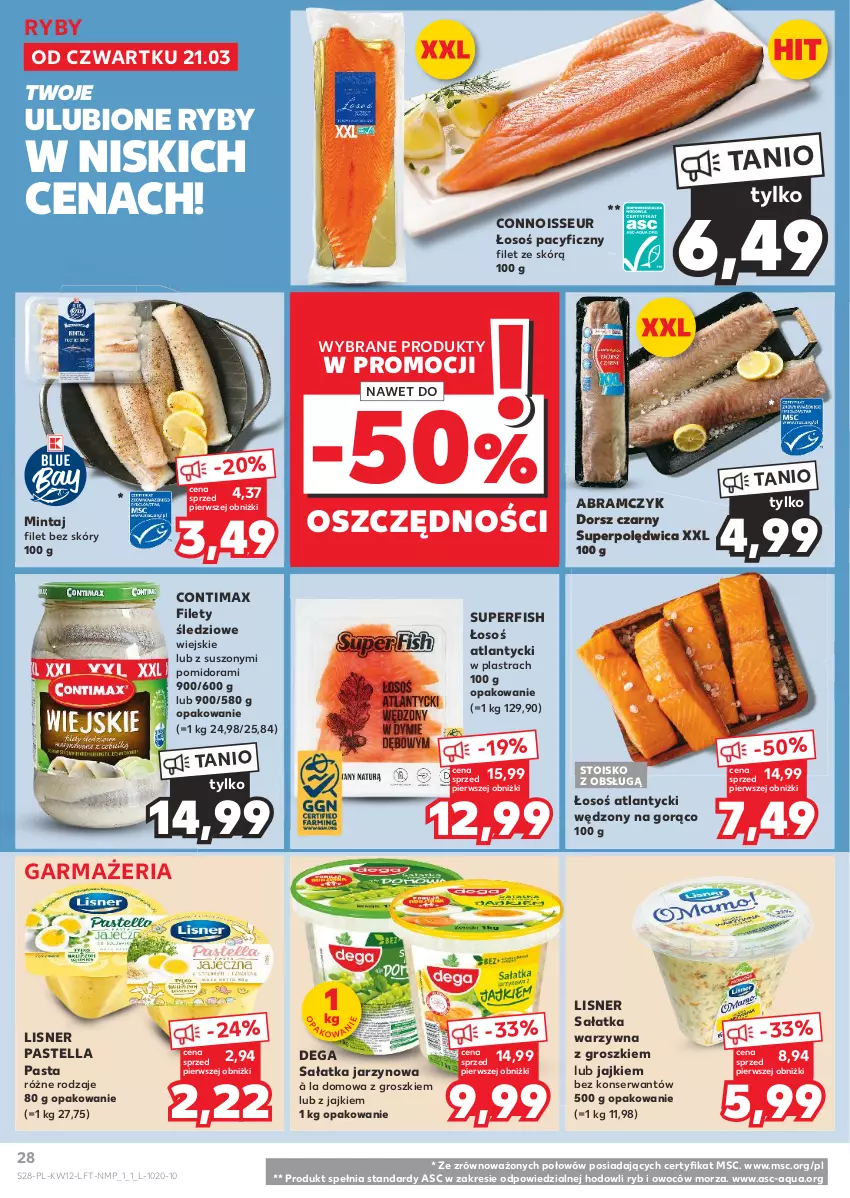 Gazetka promocyjna Kaufland - Gazetka tygodnia - ważna 21.03 do 26.03.2024 - strona 28 - produkty: Dega, Dorsz, Lisner, Mintaj, Pastella, Polędwica, Sałat, Sałatka, Sałatka warzywna, Ser