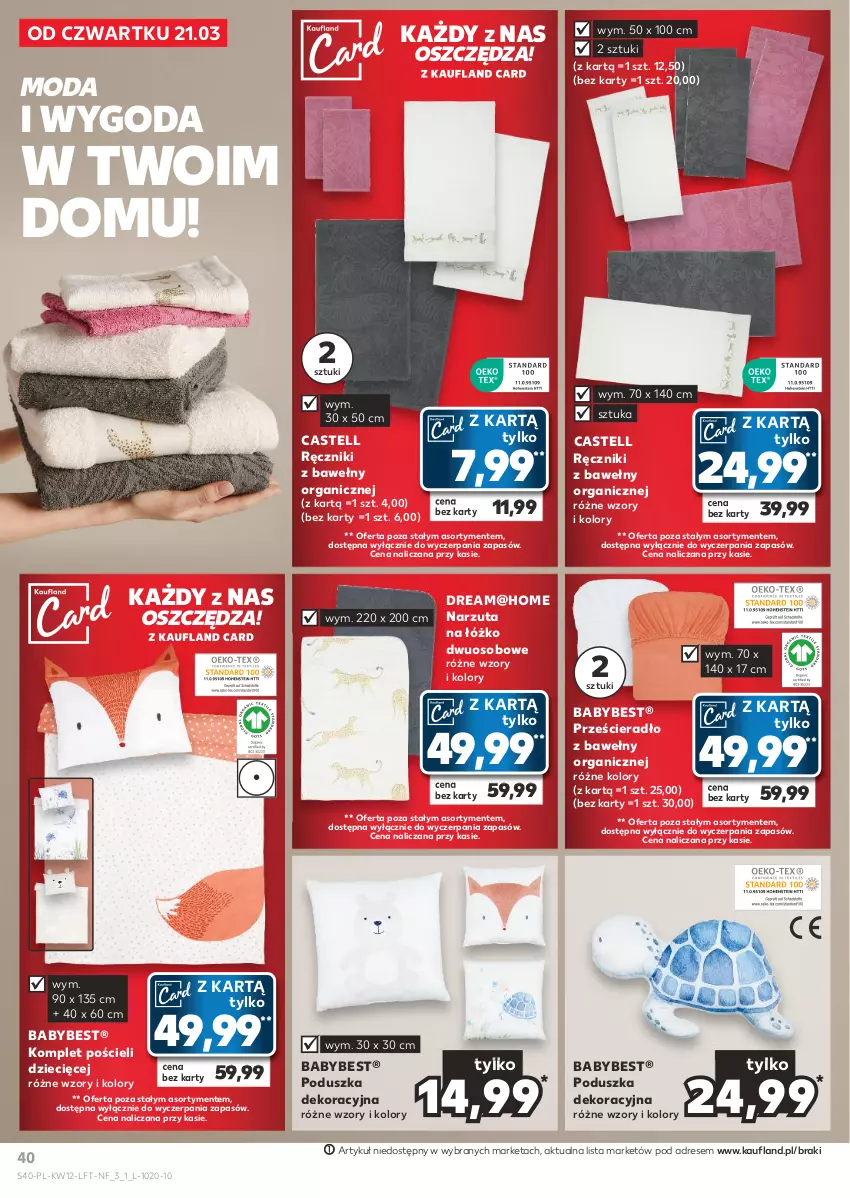 Gazetka promocyjna Kaufland - Gazetka tygodnia - ważna 21.03 do 26.03.2024 - strona 40 - produkty: Dres, Dzieci, Komplet pościeli, Moda, Narzuta, Poduszka, Poduszka dekoracyjna, Pościel, Prześcieradło, Ręcznik