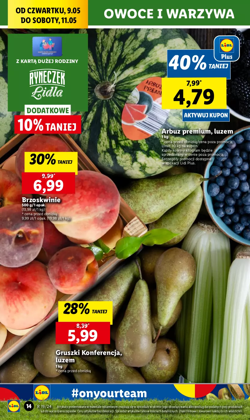 Gazetka promocyjna Lidl - GAZETKA - ważna 09.05 do 11.05.2024 - strona 16 - produkty: Arbuz, Brzoskwinie, Chleb, Gra, Gruszki, Olej, Owoce, Ser, Warzywa