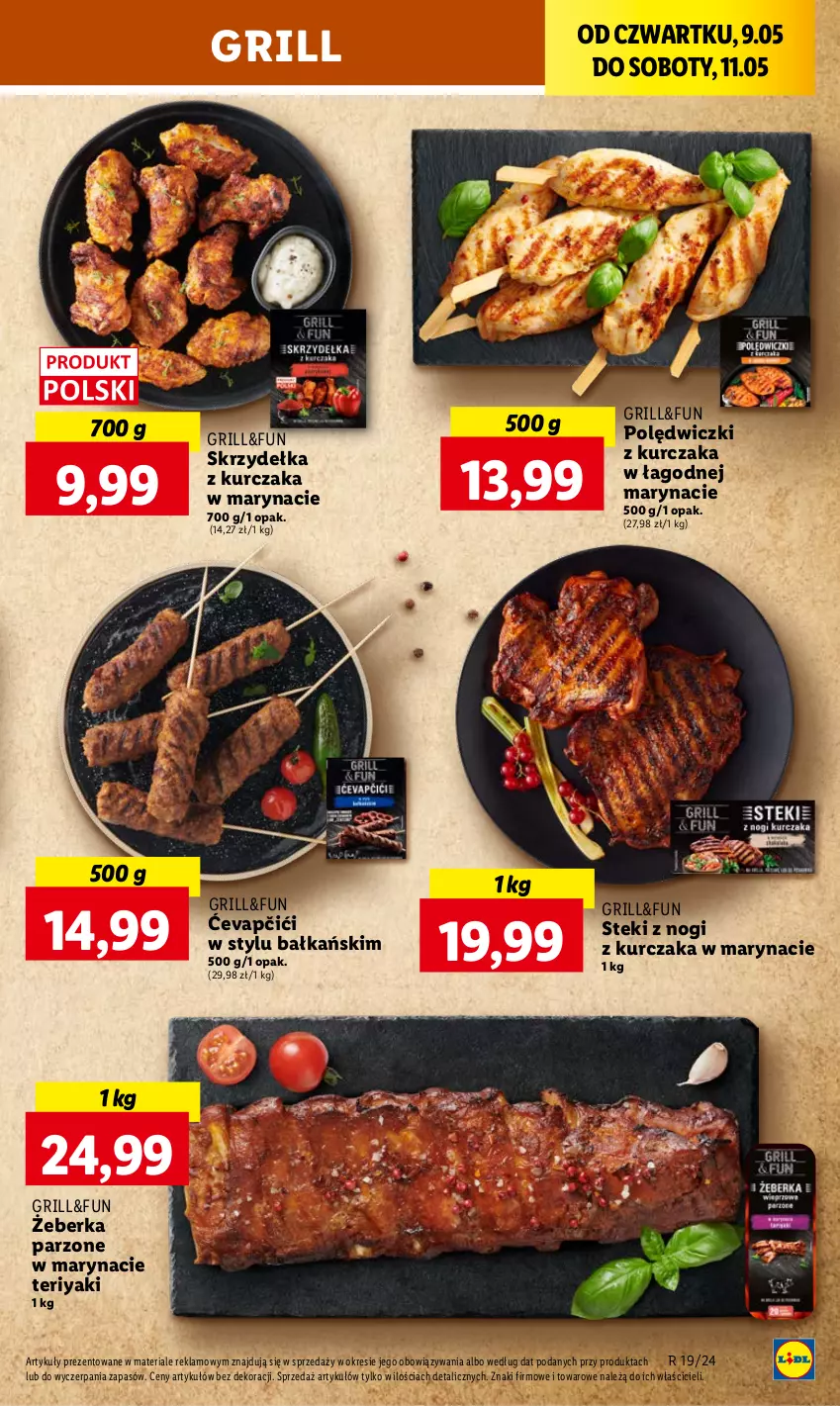 Gazetka promocyjna Lidl - GAZETKA - ważna 09.05 do 11.05.2024 - strona 25 - produkty: Grill, Kurczak, Polędwiczki z kurczaka, Skrzydełka z kurczaka, Stek