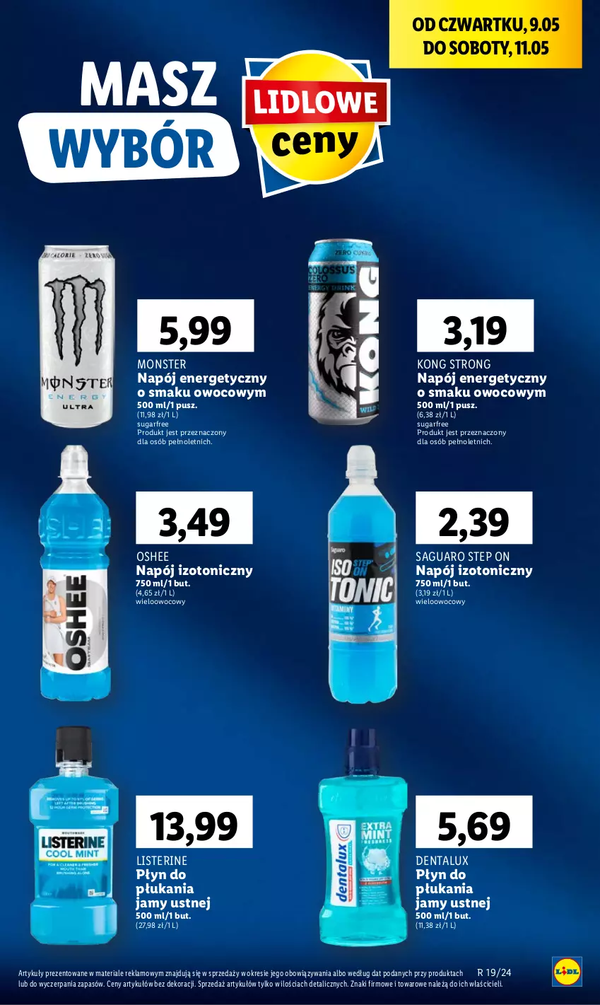 Gazetka promocyjna Lidl - GAZETKA - ważna 09.05 do 11.05.2024 - strona 43 - produkty: Listerine, Napój, Napój energetyczny, Napój izotoniczny, Oshee, Płyn do płukania, Płyn do płukania jamy ustnej