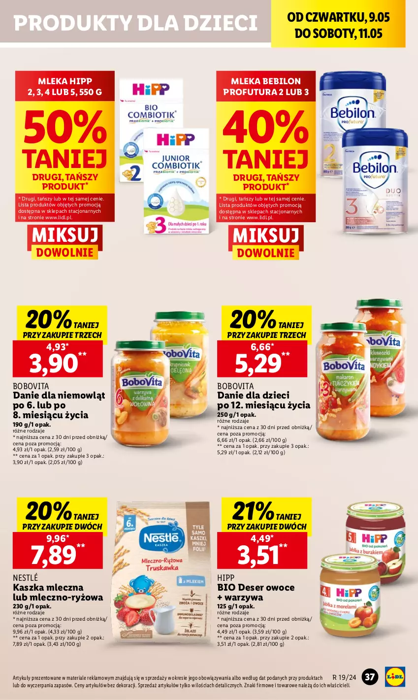 Gazetka promocyjna Lidl - GAZETKA - ważna 09.05 do 11.05.2024 - strona 45 - produkty: BEBILON, BoboVita, Danie dla dzieci, Deser, Dzieci, HiPP, Nestlé, Owoce, Ryż, Ser, Warzywa