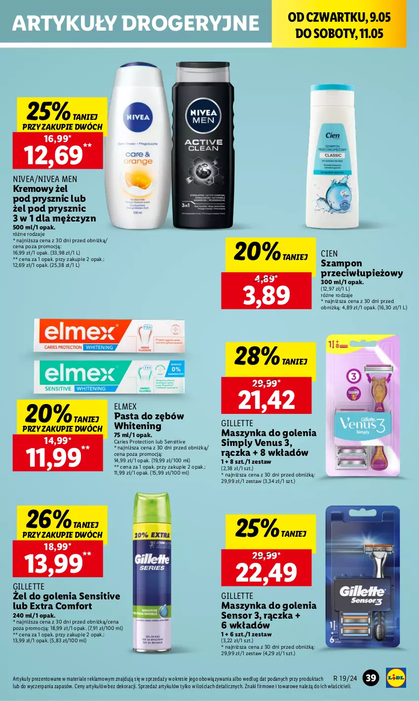 Gazetka promocyjna Lidl - GAZETKA - ważna 09.05 do 11.05.2024 - strona 47 - produkty: Elmex, Gillette, Maszynka, Maszynka do golenia, Nivea, Nivea Men, Pasta do zębów, Szampon, Szynka, Venus