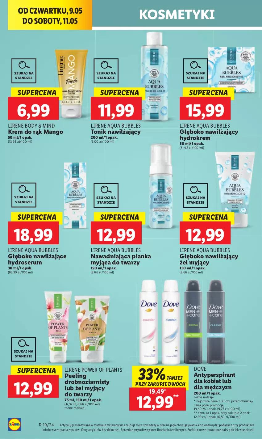 Gazetka promocyjna Lidl - GAZETKA - ważna 09.05 do 11.05.2024 - strona 48 - produkty: Antyperspirant, Body, Dove, Krem do rąk, Lirene, Mango, Peeling, Rum, Ser, Serum, Tonik