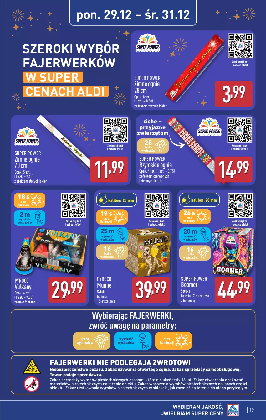 Gazetka promocyjna Aldi - Pełna oferta - ważna 29.12.2025 do 03.01.2026 - strona 19 - produkty: Bateria, Fa, Piec, Rzymskie ognie, Sok, Strzałów