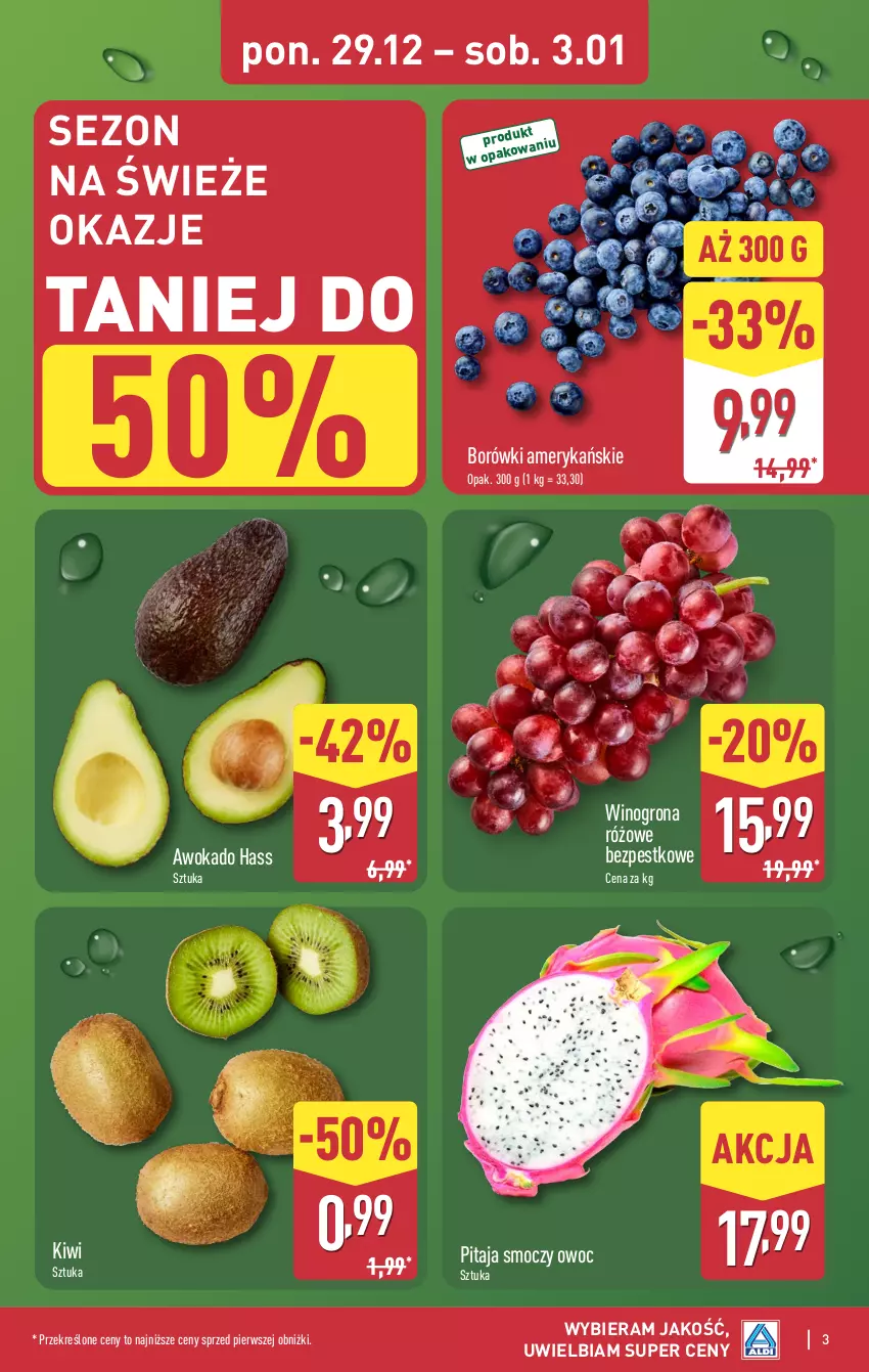 Gazetka promocyjna Aldi - Pełna oferta - ważna 29.12.2025 do 03.01.2026 - strona 3 - produkty: Kiwi, Wino, Winogrona