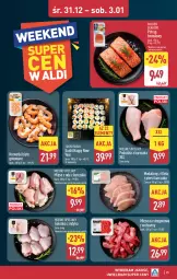 Gazetka promocyjna Aldi - Pełna oferta - Gazetka - ważna od 03.01 do 03.01.2026 - strona 25 - produkty: Kurczak, Sos, Golonka z indyka, Mięsne specjały, Lion, Golden Seafood, Sushi, Pstrąg, Krewetki, Mięso, Pstrąg łososiowy