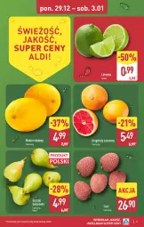 Gazetka promocyjna Aldi - Pełna oferta - Gazetka - ważna od 03.01 do 03.01.2026 - strona 5 - produkty: Gruszki, Limonka, Melon, Liczi, Grejpfrut