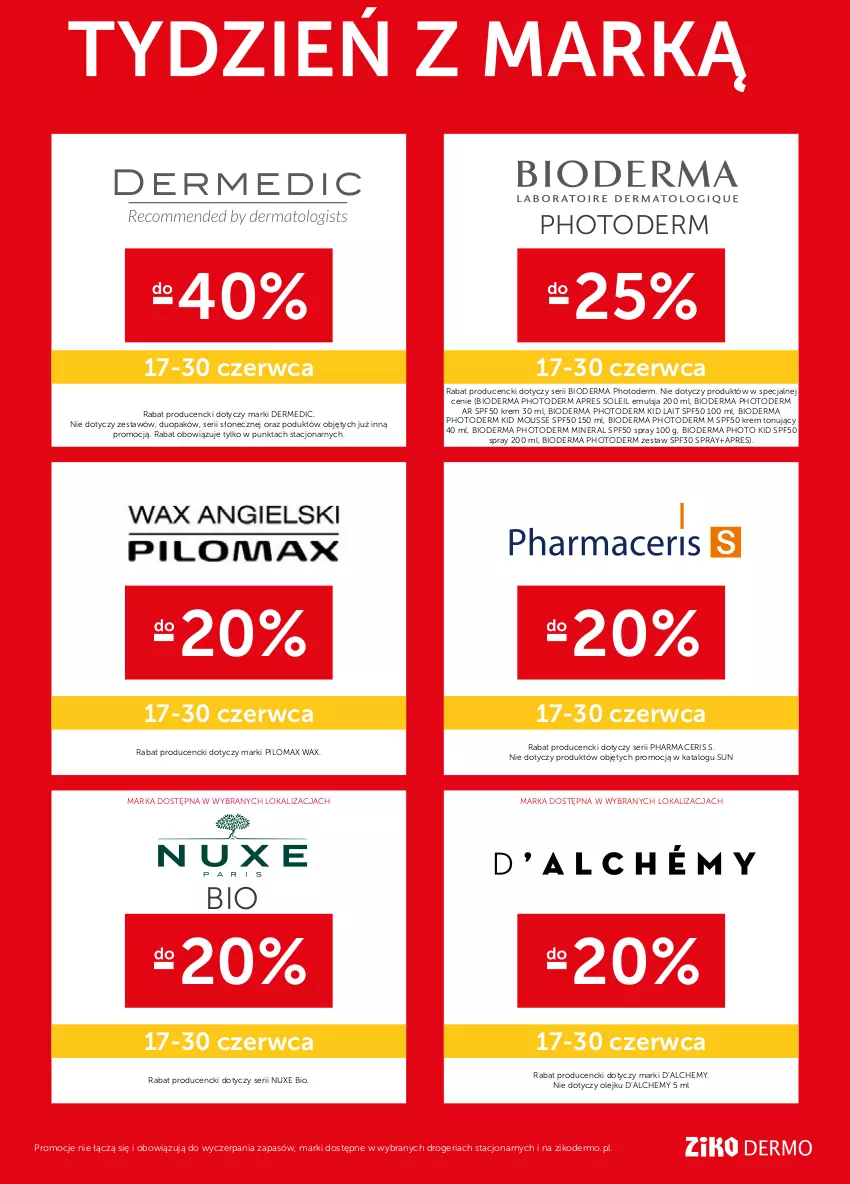 Gazetka promocyjna Ziko - 17-30 CZERWCA - ważna 17.06 do 30.06.2021 - strona 12 - produkty: Acer, Bioderma, Dermedic, Emulsja, Nuxe, Olej, Pharmaceris, Ser