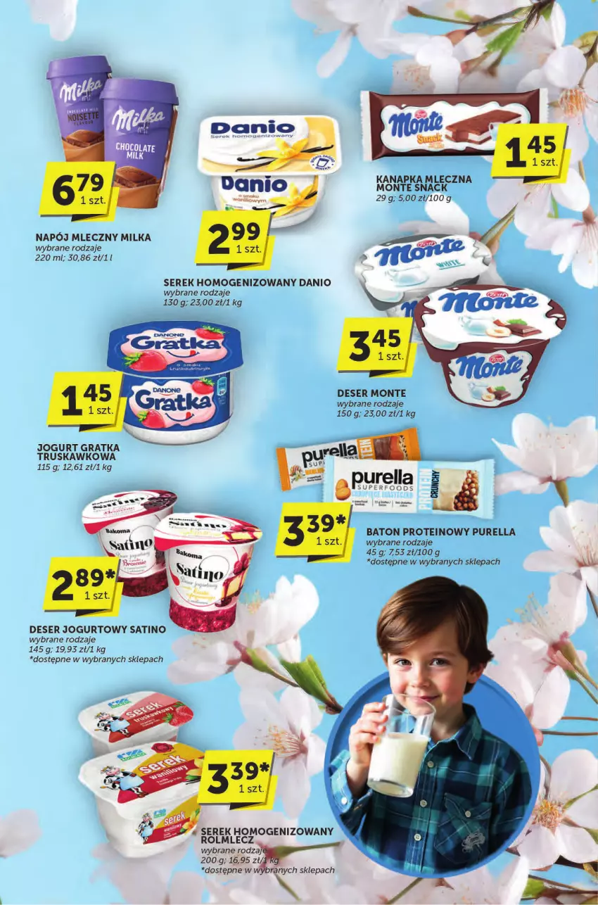 Gazetka promocyjna ABC - ważna 20.03 do 01.04.2025 - strona 4 - produkty: Baton, Danio, Deser, Gra, Jogurt, Milka, Monte, Napój, Napój mleczny, Pur, Rolmlecz, Sati, Ser, Serek, Serek homogenizowany