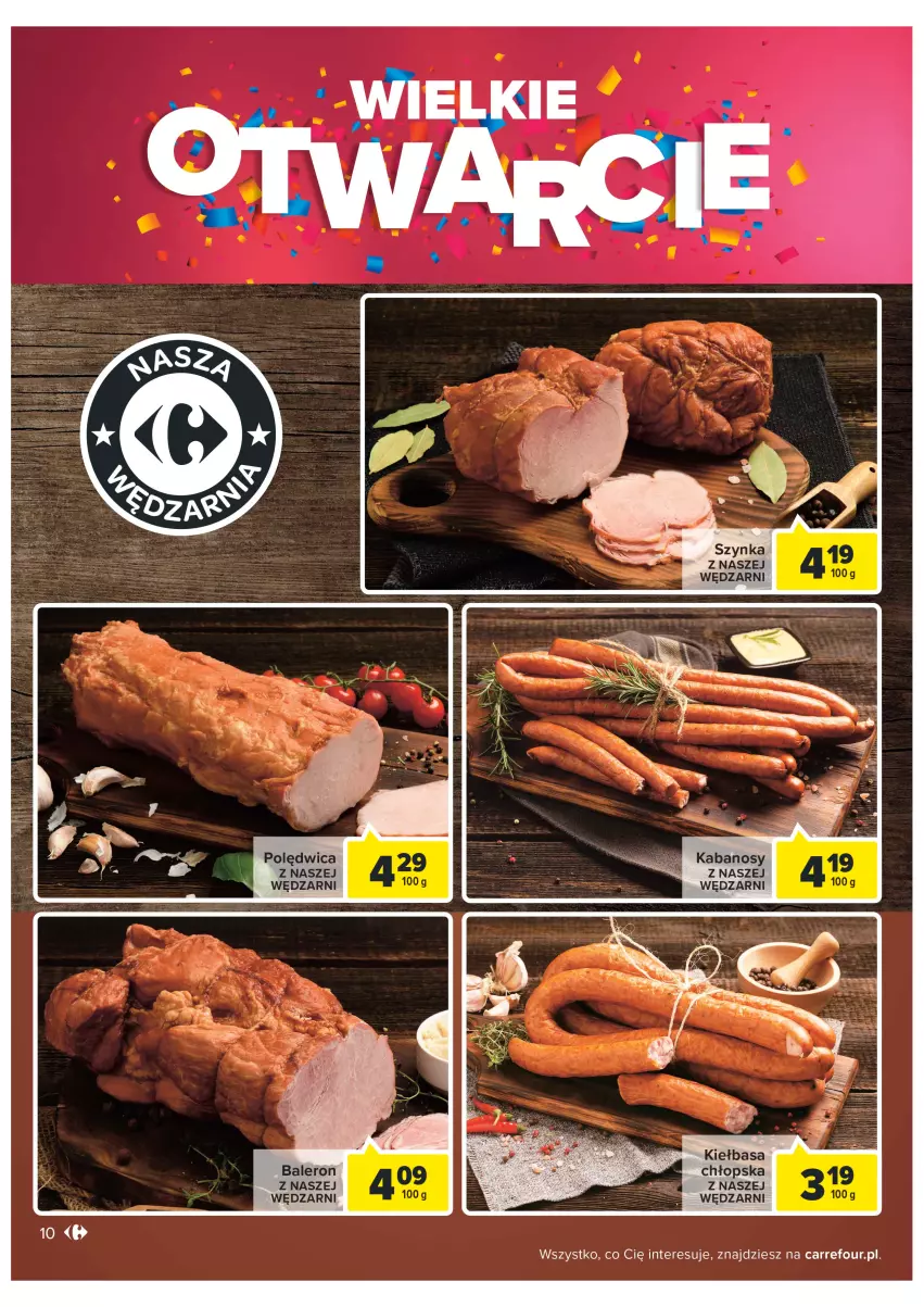 Gazetka promocyjna Carrefour - Gazetka Wielkie Otwarcie Carrefour Kielce - ważna 28.09 do 03.10.2022 - strona 10 - produkty: Kabanos, Kiełbasa, Polędwica, Szynka