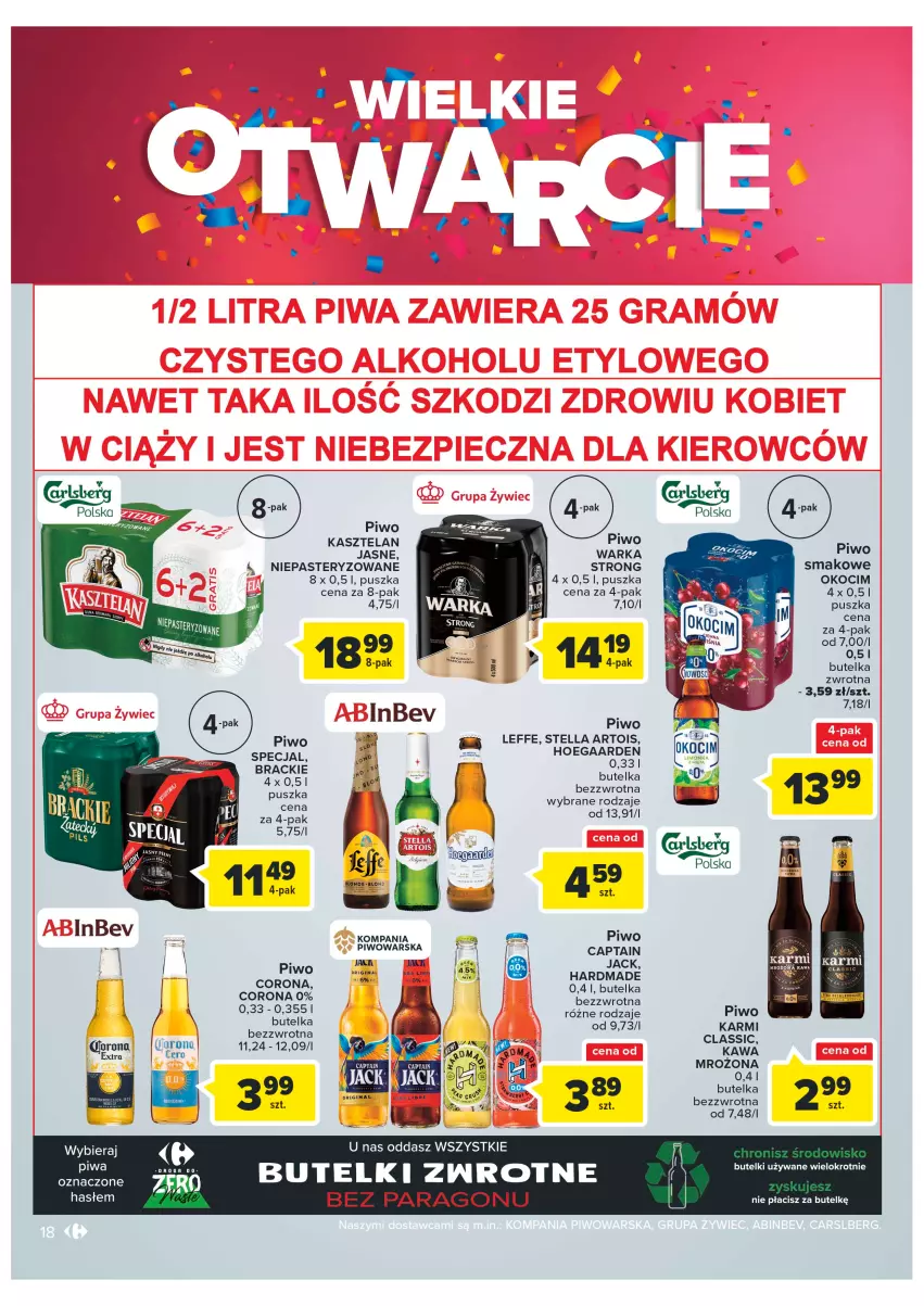 Gazetka promocyjna Carrefour - Gazetka Wielkie Otwarcie Carrefour Kielce - ważna 28.09 do 03.10.2022 - strona 18 - produkty: Fa, Karmi, Kasztelan, Kawa, Koc, Okocim, Piwo, Tera, Warka