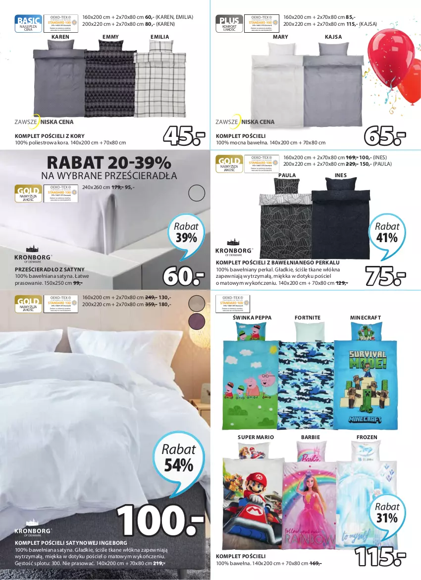 Gazetka promocyjna Jysk - Oferta tygodnia - ważna 12.04 do 26.04.2022 - strona 20 - produkty: Barbie, Frozen, Inka, Komplet pościeli, Minecraft, Pościel, Prześcieradło, Wełna