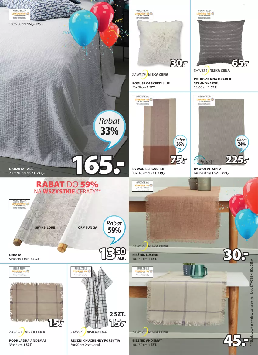 Gazetka promocyjna Jysk - Oferta tygodnia - ważna 12.04 do 26.04.2022 - strona 22 - produkty: Bieżnik, Dywan, Gry, Narzuta, Podkład, Podkładka, Poduszka, Ręcznik, Ręcznik kuchenny, Ser, Tran