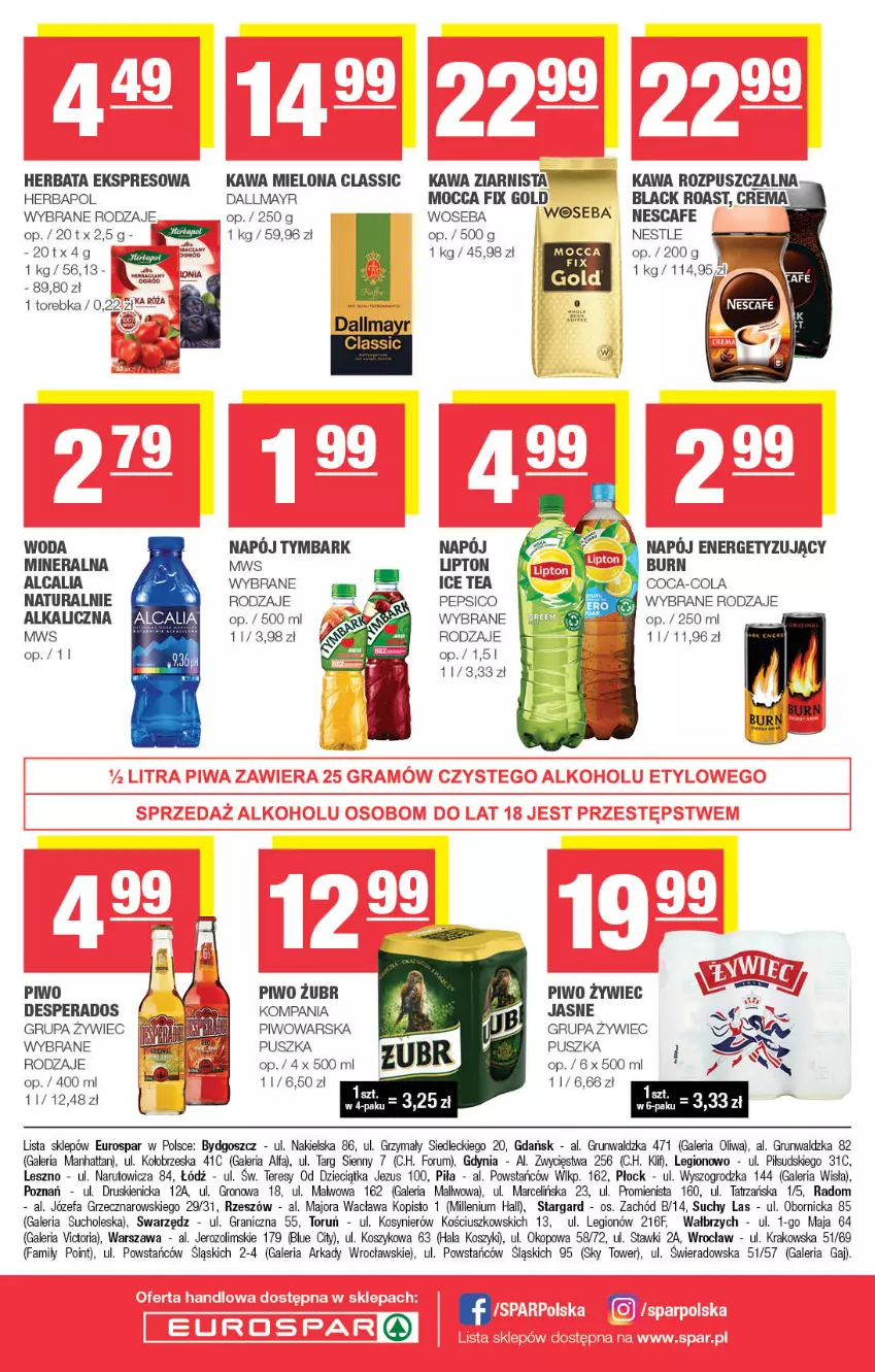 Gazetka promocyjna Spar - EuroSpar - ważna 12.02 do 22.02.2023 - strona 16 - produkty: Coca-Cola, Dallmayr, Desperados, Dzieci, Fa, Gra, Herbapol, Herbata, Ice tea, Kawa, Kawa mielona, Kawa rozpuszczalna, Kawa ziarnista, Kosz, Lack, Lipton, Mocca Fix Gold, Napój, Pepsi, Piwo, Rum, Sos, Torebka, Tymbark, Woda, Woseba