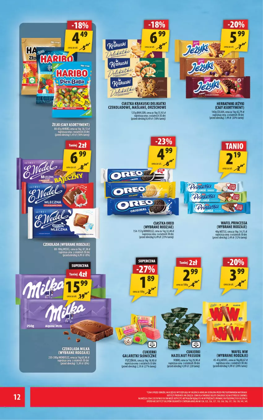 Gazetka promocyjna Arhelan - Gazetka - ważna 24.04 do 03.05.2026 - strona 12 - produkty: Ciastka, Cukier, Cukierki, Gala, Galaretki, Herbatniki, Jeżyki, Krakus, Krakuski, Oreo, Pico-Balla, Princessa, Rum