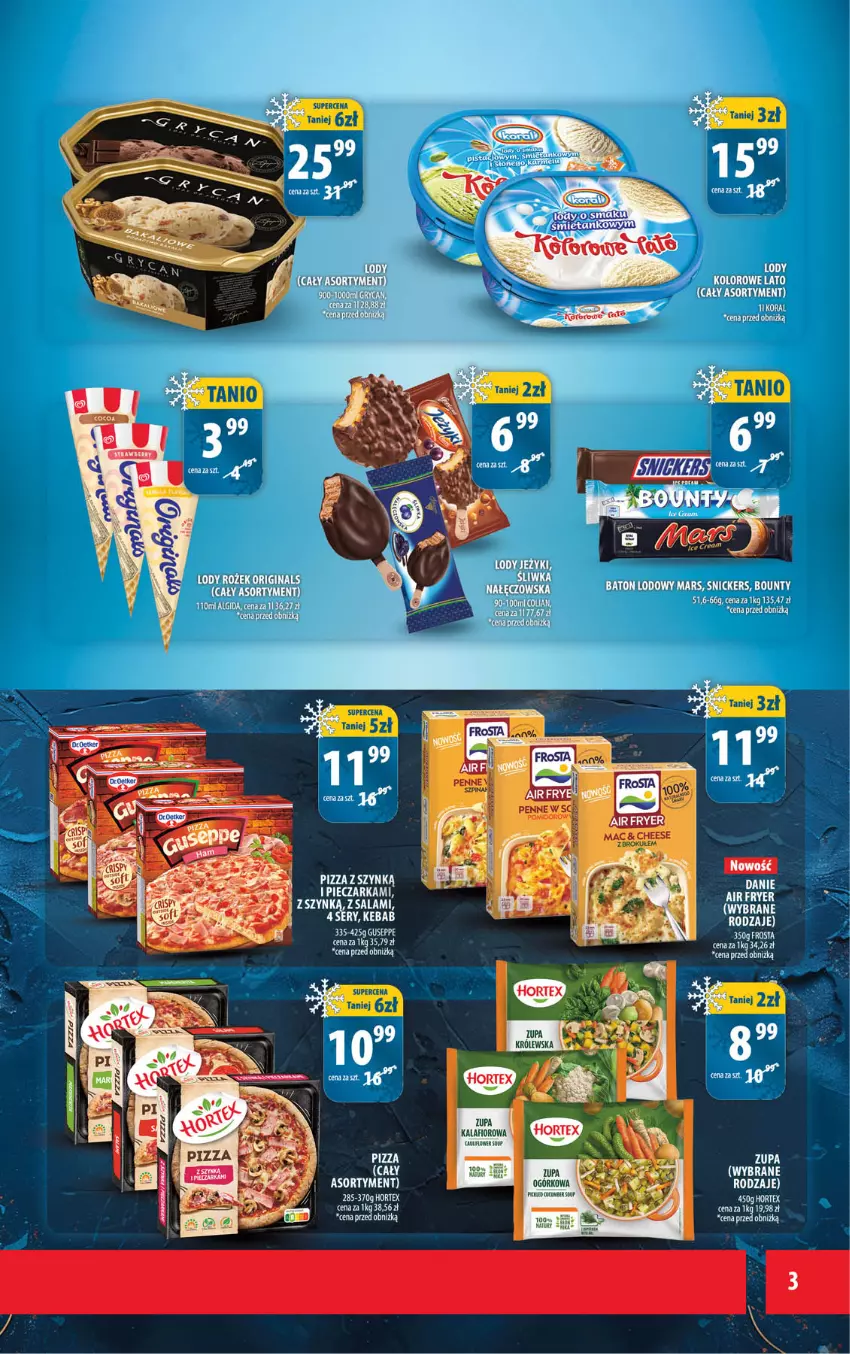 Gazetka promocyjna Arhelan - Gazetka - ważna 24.04 do 03.05.2026 - strona 3 - produkty: Algida, Baton, Bounty, Frosta, Kalafior, Kebab, LG, Lody, Mars, Pizza, Salami, Ser, Snickers