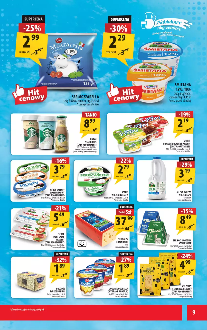 Gazetka promocyjna Arhelan - Gazetka - ważna 24.04 do 03.05.2026 - strona 9 - produkty: Babuni, Bell, Bella, Drożdże, Edam, Jogobella, Jogurt, LG, Mleko, Mozzarella, Napój, Piątnica, Ser, Ser kozi, Serek, Serek wiejski, Twój Smak