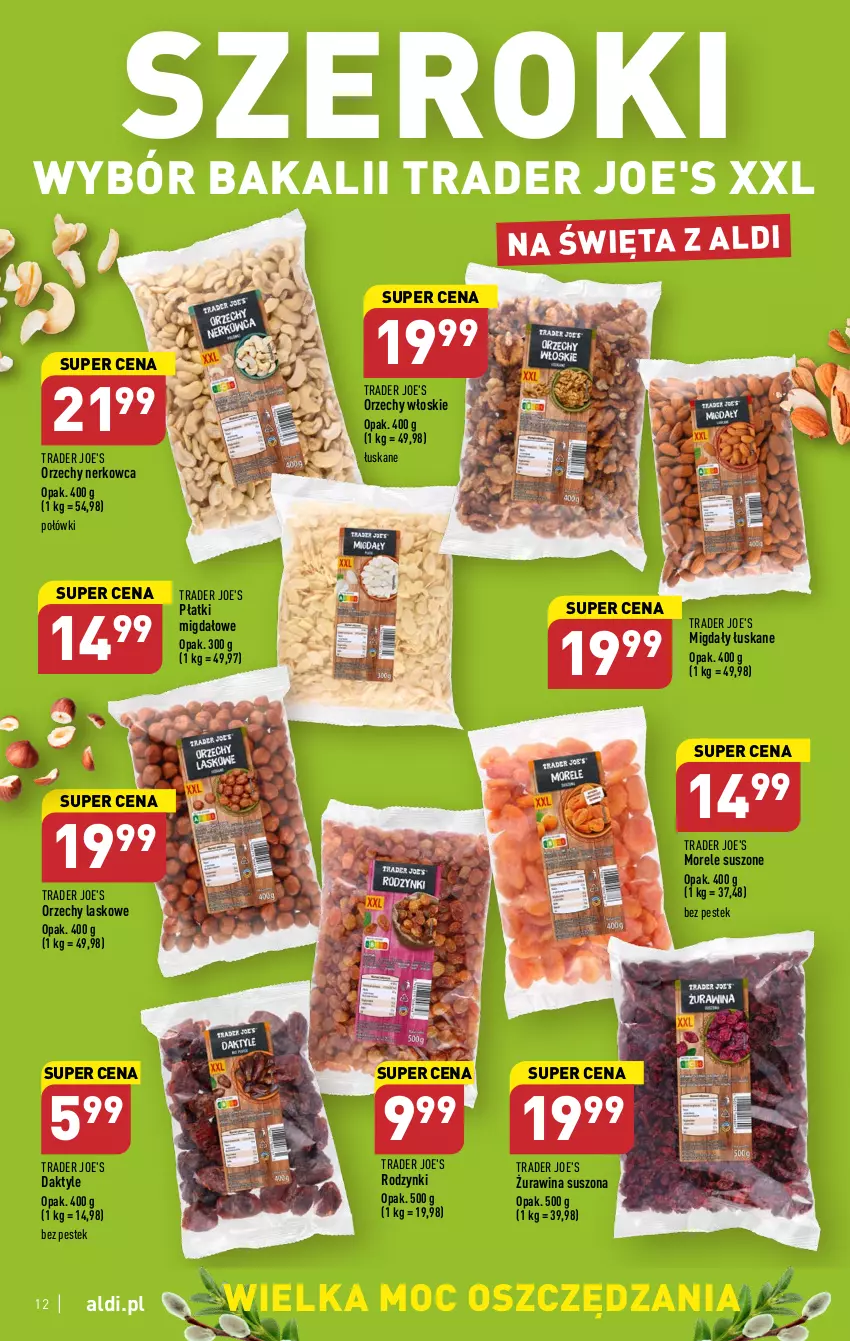 Gazetka promocyjna Aldi - Pełen katalog - ważna 27.03 do 02.04.2023 - strona 12 - produkty: Daktyle, Migdały, Migdały łuskane, Orzechy włoskie, Rodzynki, Stek