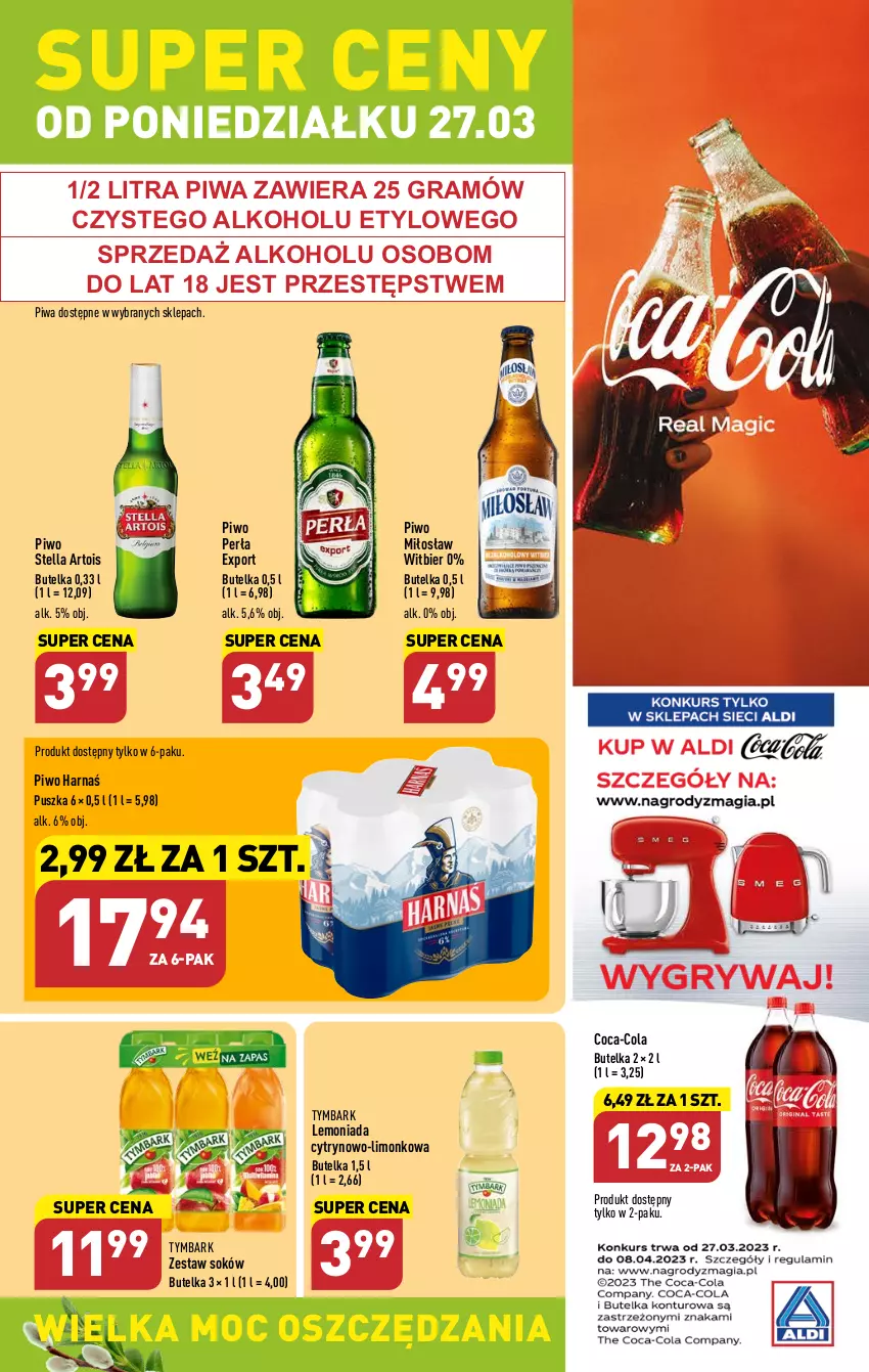 Gazetka promocyjna Aldi - Pełen katalog - ważna 27.03 do 02.04.2023 - strona 19 - produkty: Coca-Cola, Gra, Harnaś, Lemoniada, Perła, Piwa, Piwo, Por, Sok, Tymbark