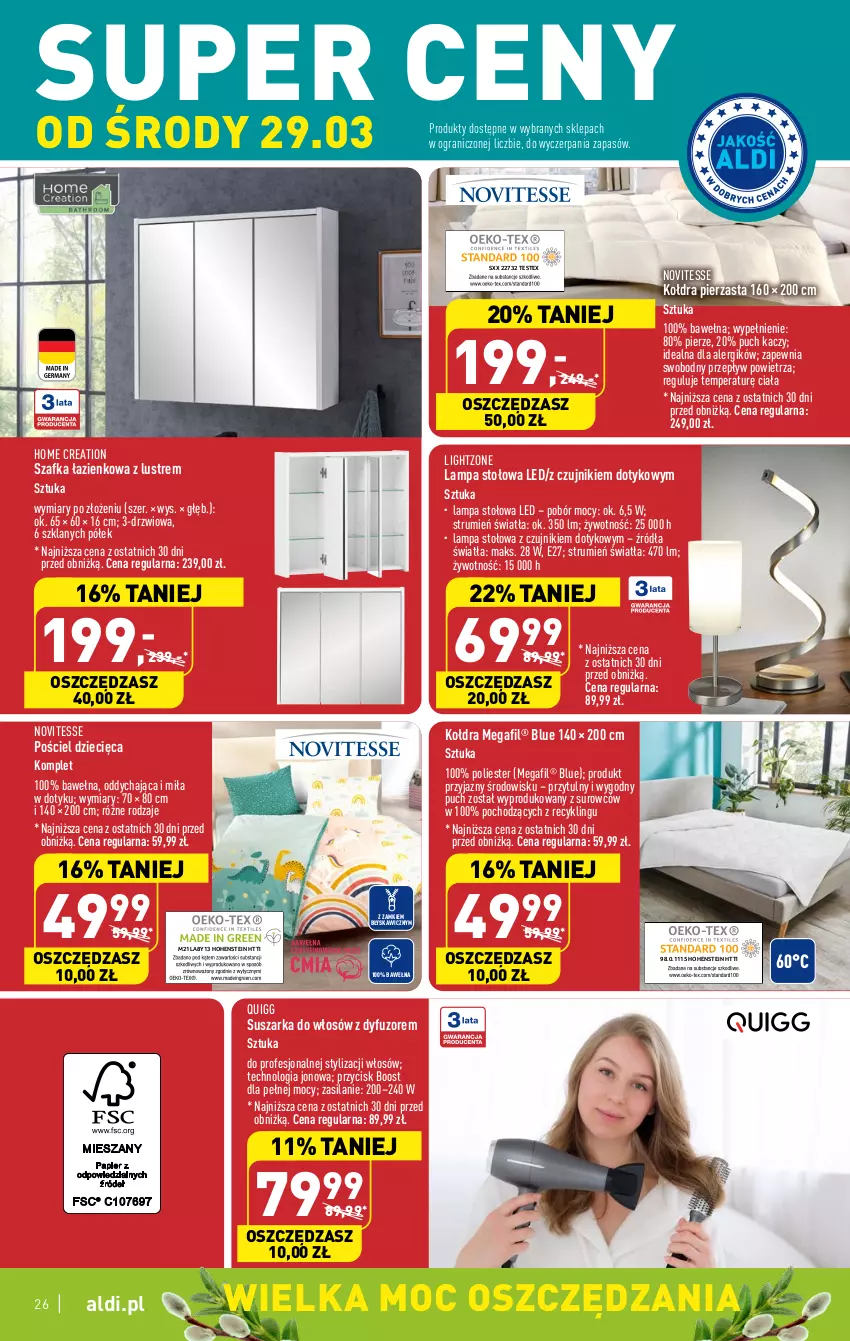 Gazetka promocyjna Aldi - Pełen katalog - ważna 27.03 do 02.04.2023 - strona 26 - produkty: Drzwi, Dzieci, Gra, Kołdra, Lampa, Lampa stołowa, Pościel, Rum, Silan, Suszarka, Szafka, Szafka łazienkowa, Wełna