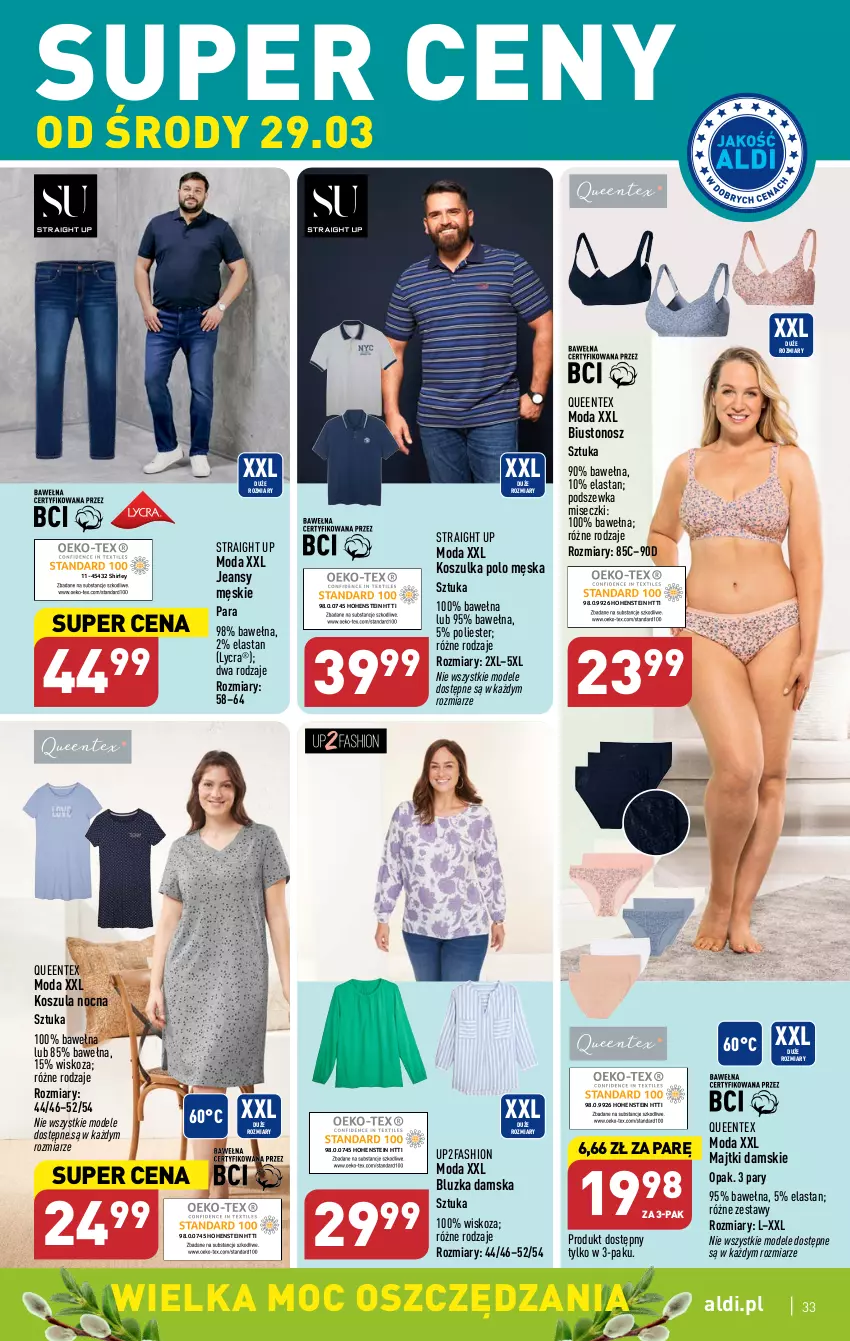 Gazetka promocyjna Aldi - Pełen katalog - ważna 27.03 do 02.04.2023 - strona 33 - produkty: Biustonosz, Fa, Kosz, Koszula, Koszula nocna, Koszulka, Majtki, Moda, Queentex, Wełna