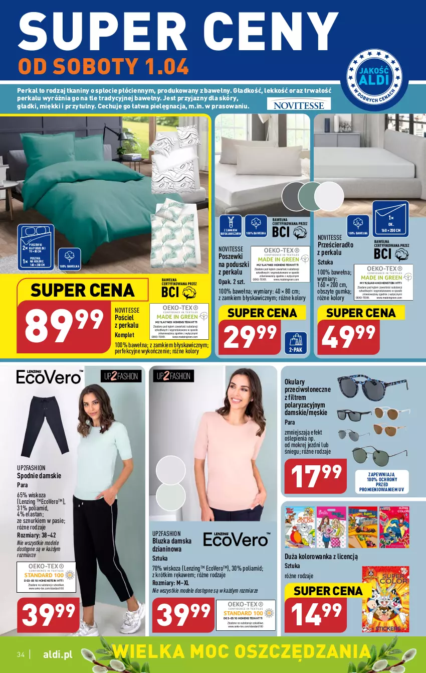 Gazetka promocyjna Aldi - Pełen katalog - ważna 27.03 do 02.04.2023 - strona 34 - produkty: Fa, Kolorowanka, Pościel, Prześcieradło, Spodnie, Wełna