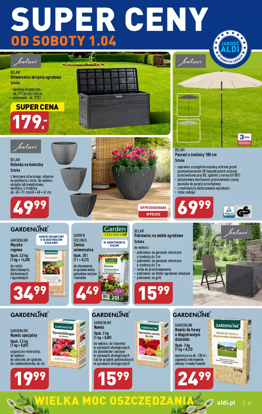 Gazetka promocyjna Aldi - Pełen katalog - ważna 27.03 do 02.04.2023 - strona 37 - produkty: Dron, Fotel, Grill, Meble, Nawóz, Osłonka, Parasol, Pokrowiec, Por, Sok, Torba