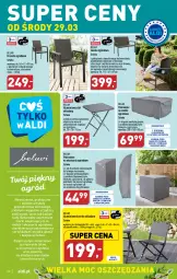 Gazetka promocyjna Aldi - Pełen katalog - Gazetka - ważna od 02.04 do 02.04.2023 - strona 28 - produkty: Krzesło ogrodowe, Piec, Krzesło składane, Sok, Ser, Por, Stół, Parasol, Krzesło, Pokrowiec, Waga, Grill, Ogród, Meble